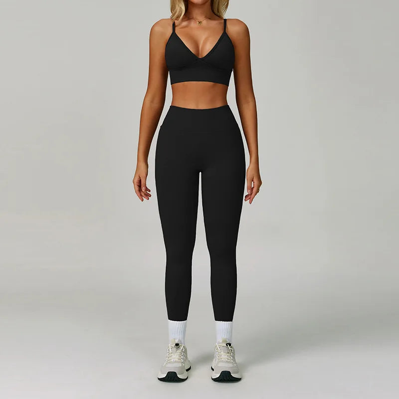 Seamless Sports Set Women'S Fitness 2/3PCS Yoga Suit Sportswear Running Bra Workout Scrunch Butt Leggings Gym Athletic Wear
