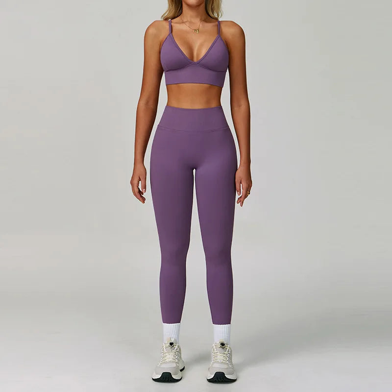 Seamless Sports Set Women'S Fitness 2/3PCS Yoga Suit Sportswear Running Bra Workout Scrunch Butt Leggings Gym Athletic Wear